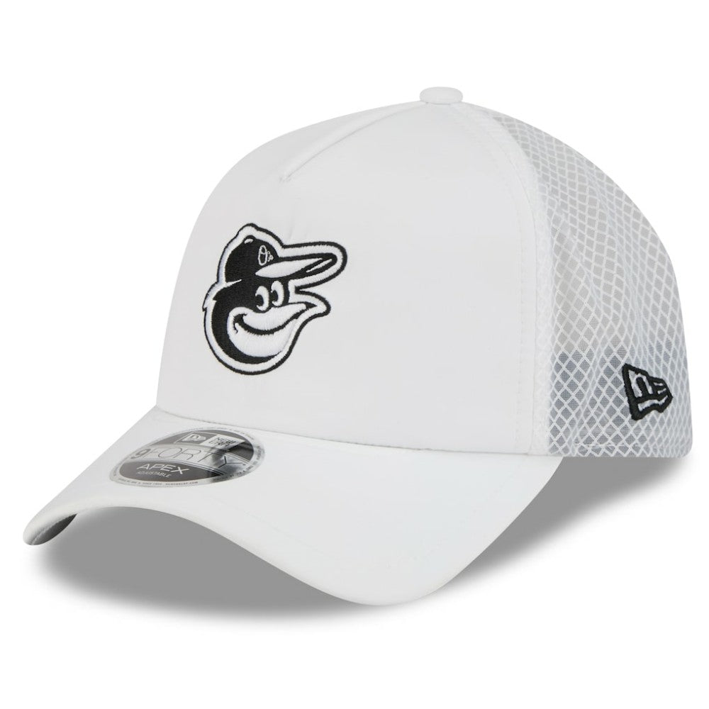 Baltimore Orioles New Era 2026 Batting Practice Apex 9FORTY Adjustable Trucker Hat - White Hats