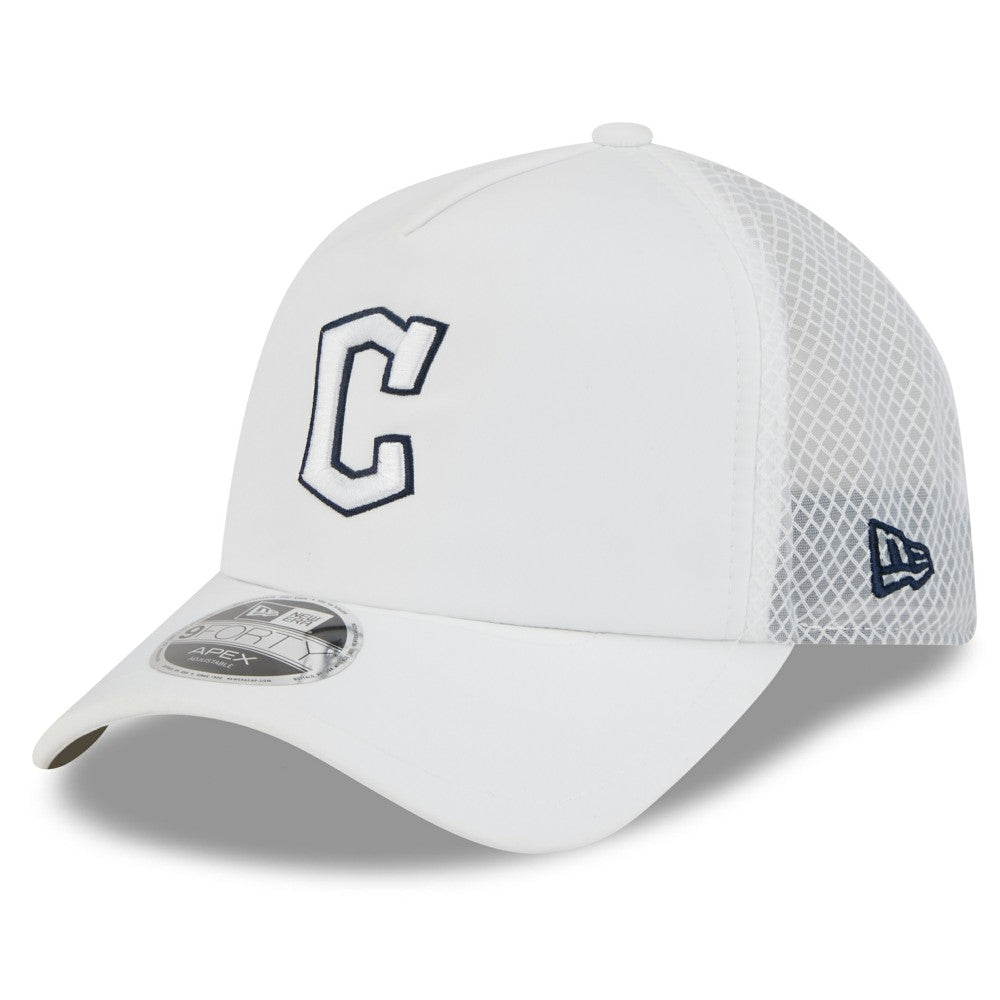 Cleveland Guardians New Era 2026 Batting Practice Apex 9FORTY Adjustable Trucker Hat - White Hats