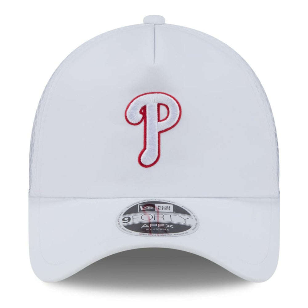 Philadelphia Phillies New Era 2026 Batting Practice Apex 9FORTY Adjustable Trucker Hat - White Hats