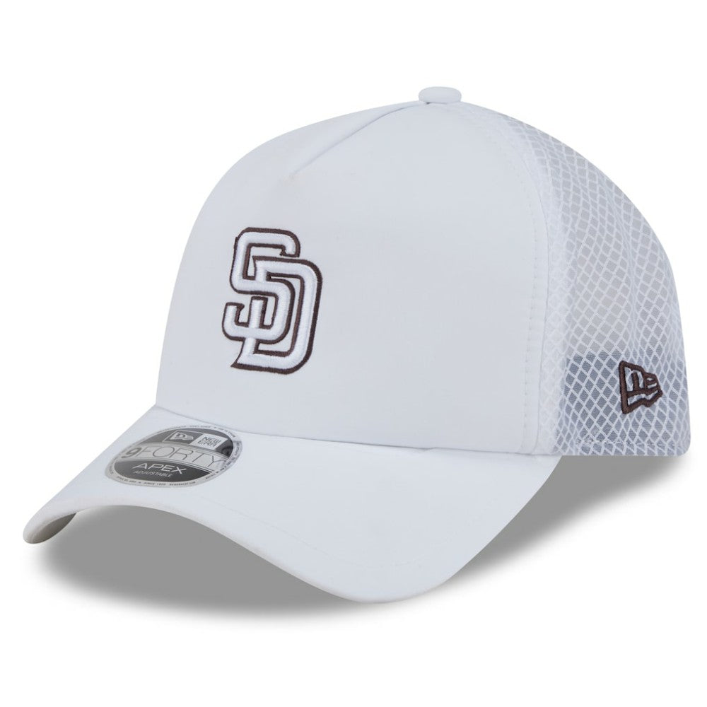 San Diego Padres New Era 2026 Batting Practice Apex 9FORTY Adjustable Trucker Hat - White Hats