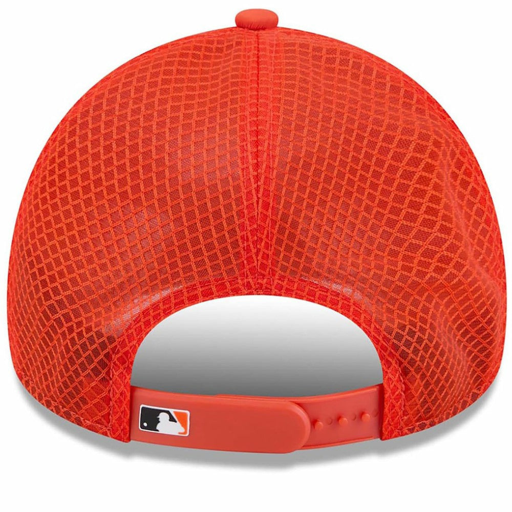 San Francisco Giants New Era 2026 Batting Practice Apex 9FORTY Adjustable Trucker Hat - Orange Hats