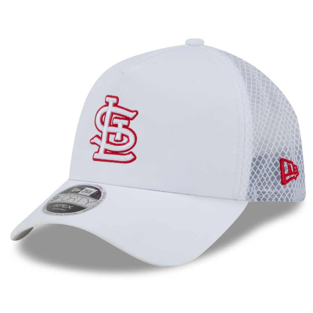 St. Louis Cardinals New Era 2026 Batting Practice Apex 9FORTY Adjustable Trucker Hat - White Hats