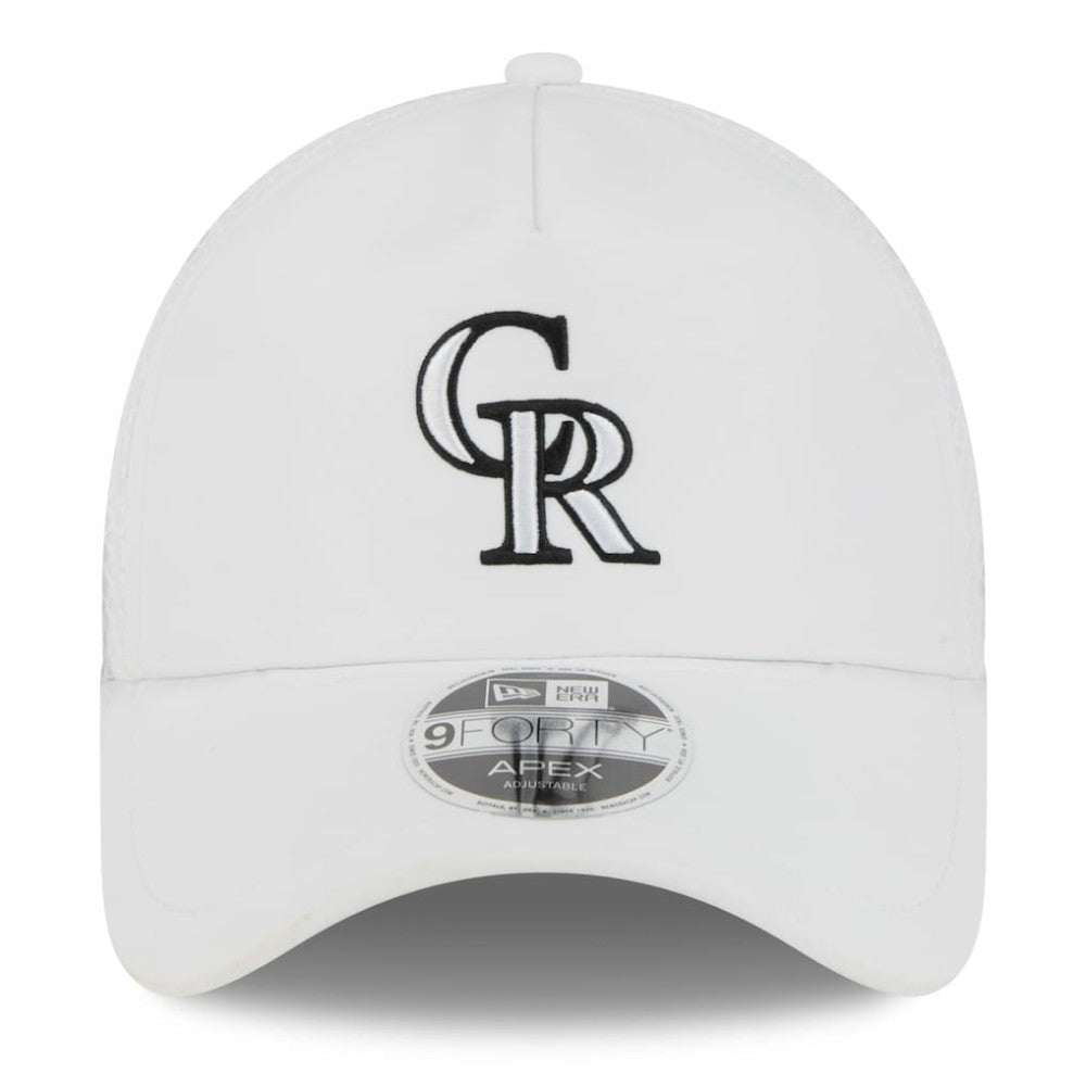 Colorado Rockies New Era 2026 Batting Practice Apex 9FORTY Adjustable Trucker Hat - White Hats
