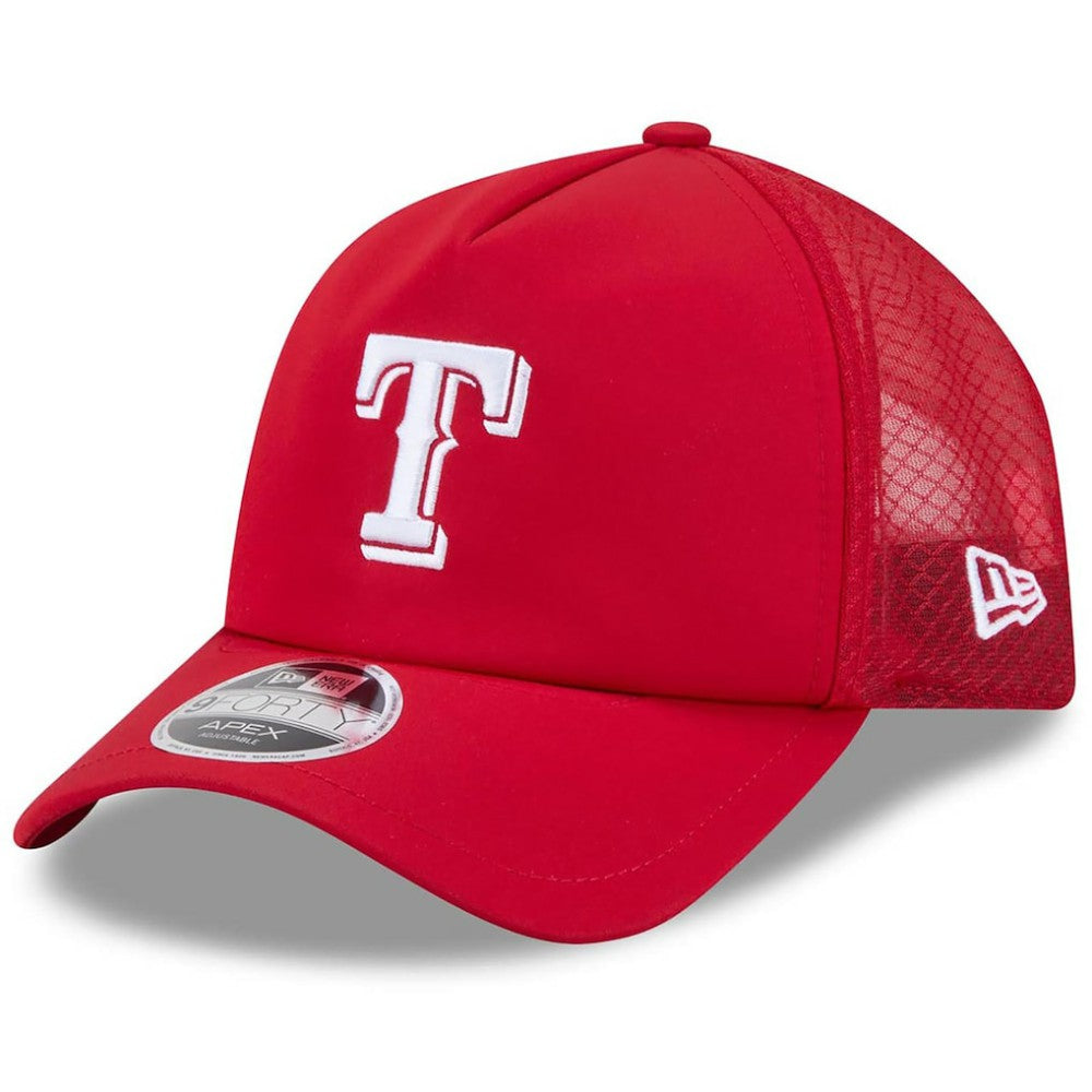 Texas Rangers New Era 2026 Batting Practice Apex 9FORTY Adjustable Trucker Hat - Red Hats