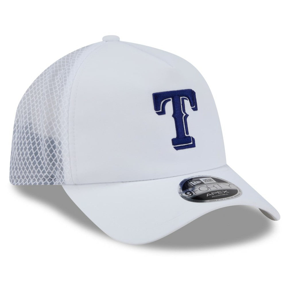 Texas Rangers New Era 2026 Batting Practice Apex 9FORTY Adjustable Trucker Hat - White Hats