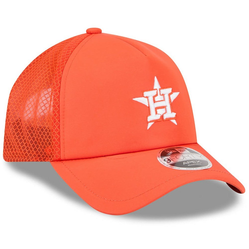 Houston Astros New Era 2026 Batting Practice Apex 9FORTY Adjustable Trucker Hat - Orange Hats