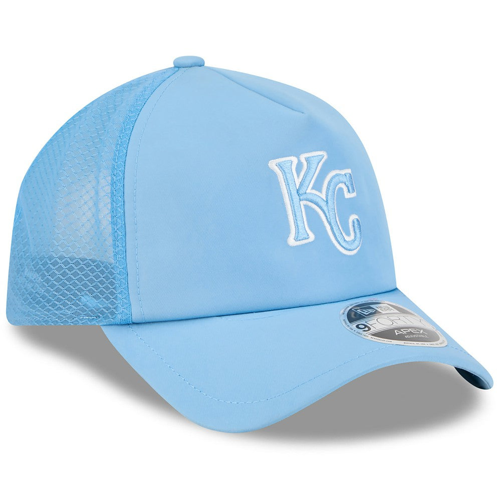 Kansas City Royals New Era 2026 Batting Practice Apex 9FORTY Adjustable Trucker Hat - Light Blue Hats