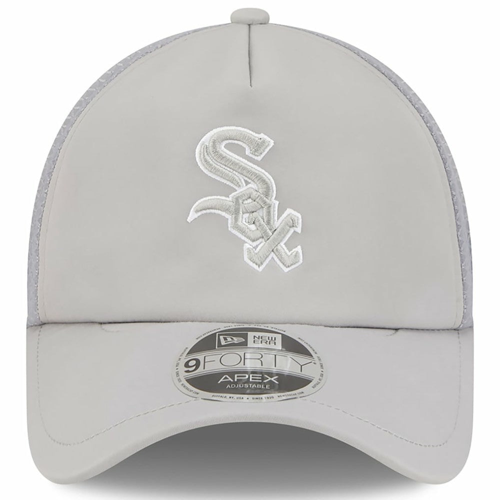 Chicago White Sox New Era 2026 Batting Practice Apex 9FORTY Adjustable Trucker Hat - Gray Hats
