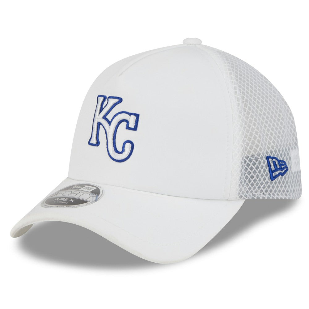 Kansas City Royals New Era 2026 Batting Practice Apex 9FORTY Adjustable Trucker Hat - White Hats