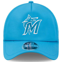 Miami Marlins New Era 2026 Batting Practice Apex 9FORTY Adjustable Trucker Hat - Blue Hats