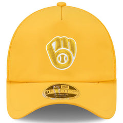 Milwaukee Brewers New Era 2026 Batting Practice Apex 9FORTY Adjustable Trucker Hat - Gold Hats