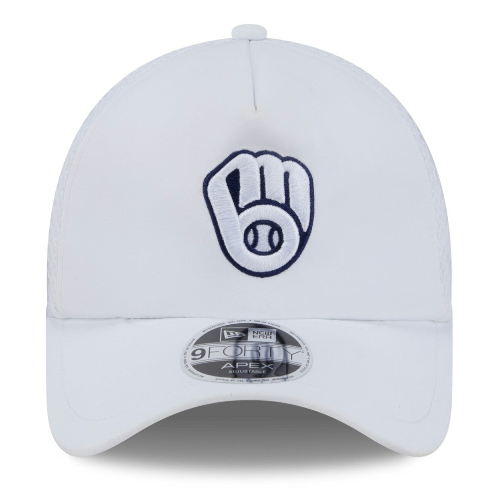 Milwaukee Brewers New Era 2026 Batting Practice Apex 9FORTY Adjustable Trucker Hat - White Hats