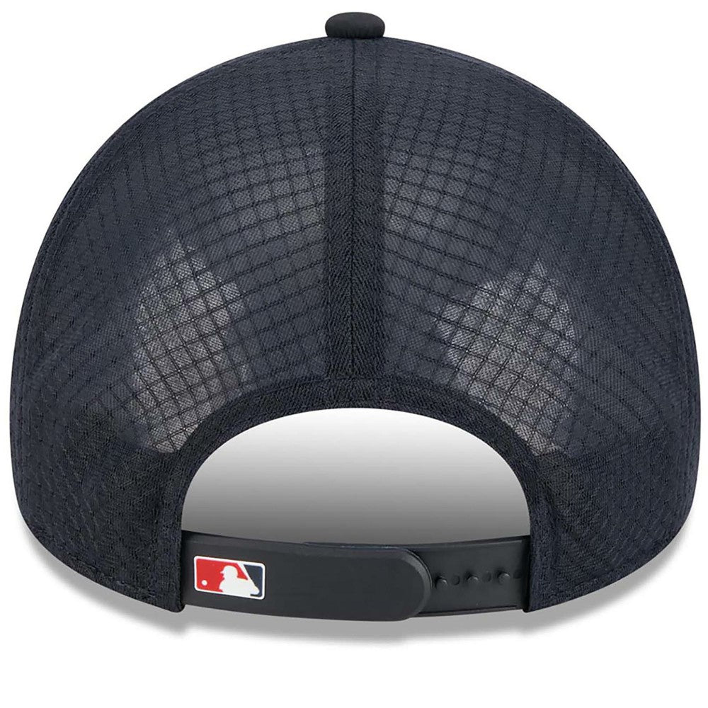 Los Angeles Angels New Era 2026 Batting Practice Apex 9FORTY Adjustable Trucker Hat - Navy Hats