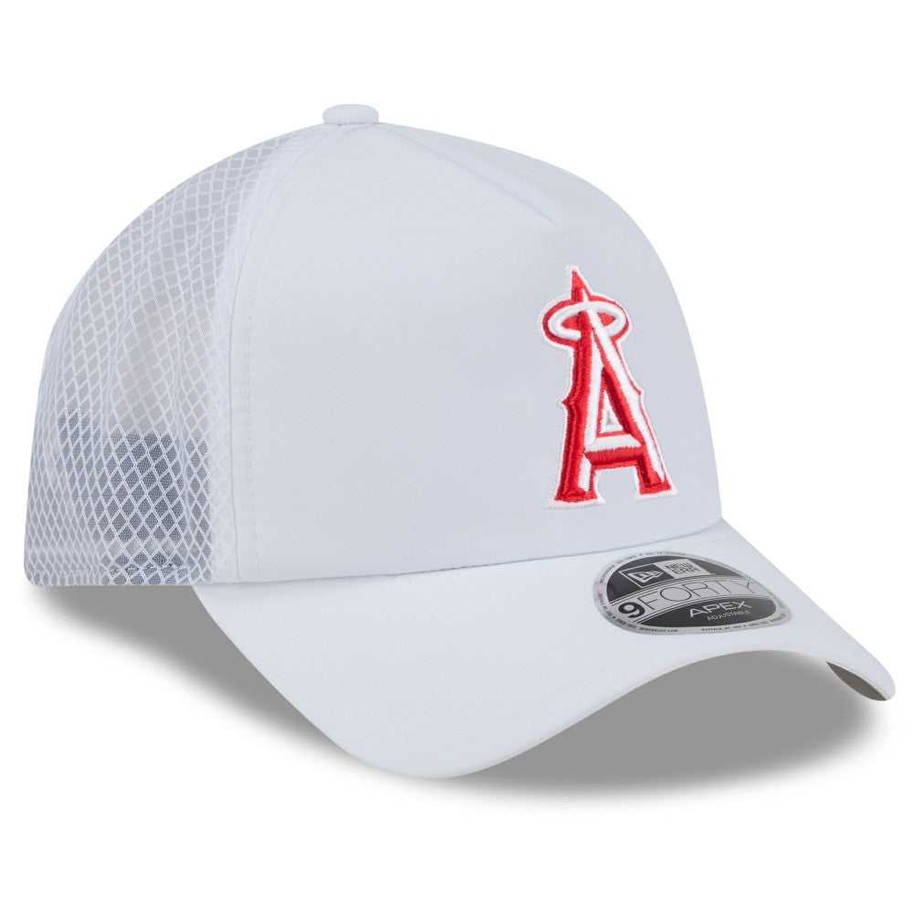 Los Angeles Angels New Era 2026 Batting Practice Apex 9FORTY Adjustable Trucker Hat - White Hats