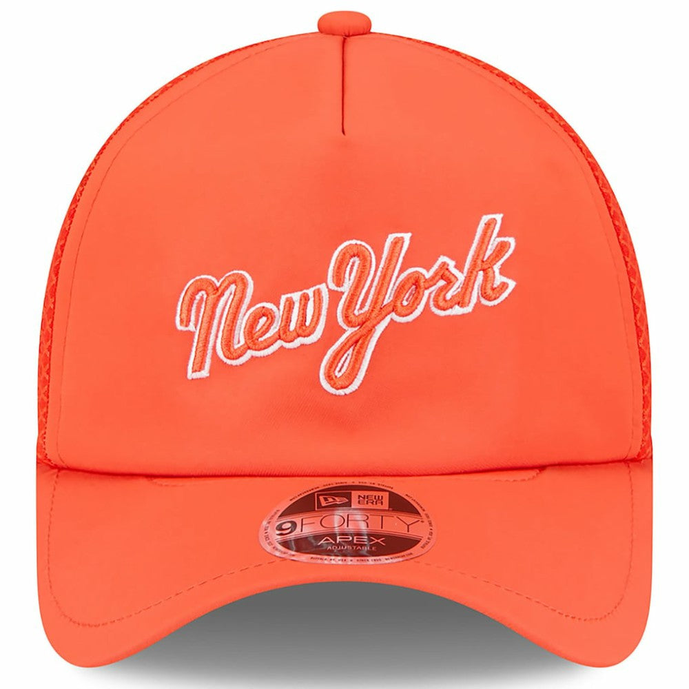New York Mets New Era 2026 Batting Practice Apex 9FORTY Adjustable Trucker Hat - Orange Hats