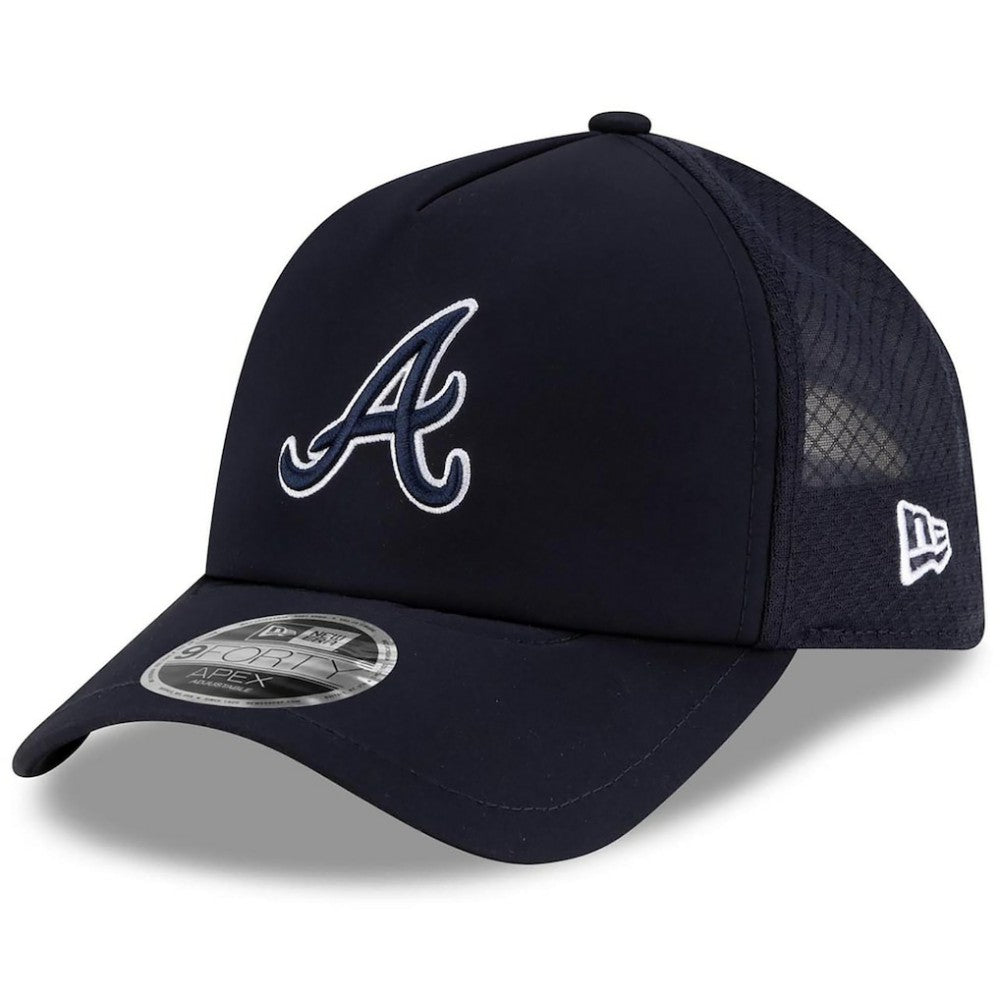 Atlanta Braves New Era 2026 Batting Practice Apex 9FORTY Adjustable Trucker Hat - Navy Hats