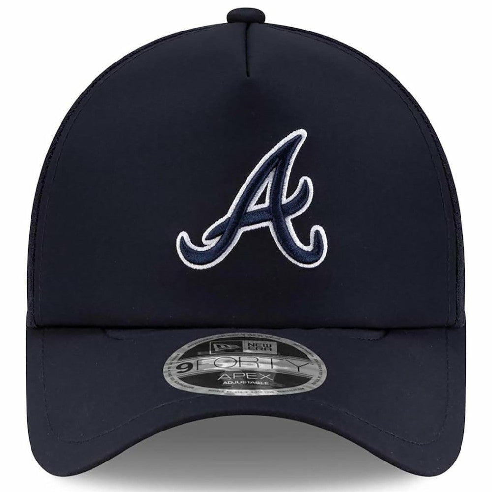 Atlanta Braves New Era 2026 Batting Practice Apex 9FORTY Adjustable Trucker Hat - Navy Hats