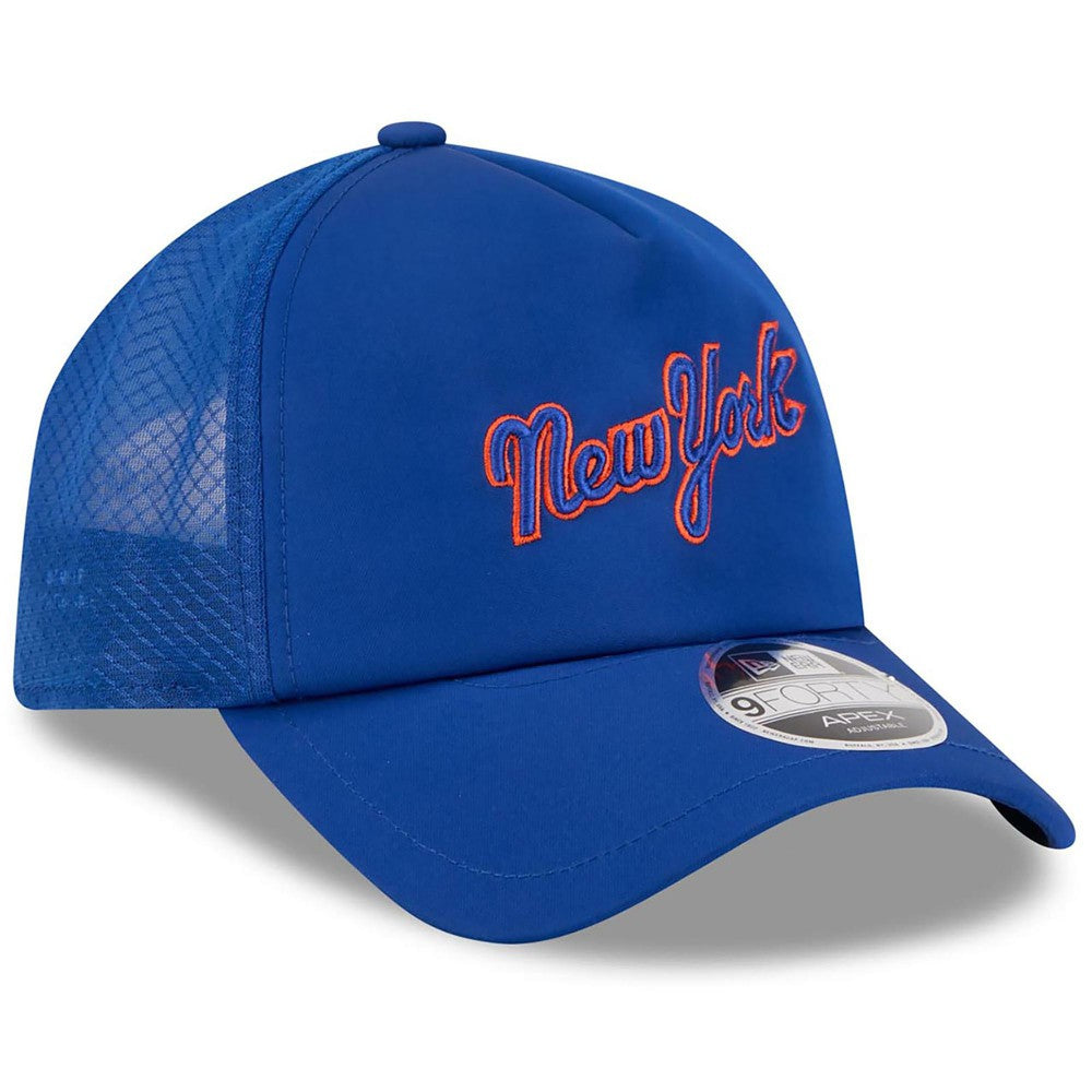 New York Mets New Era 2026 Batting Practice Apex 9FORTY Adjustable Trucker Hat - Royal Hats