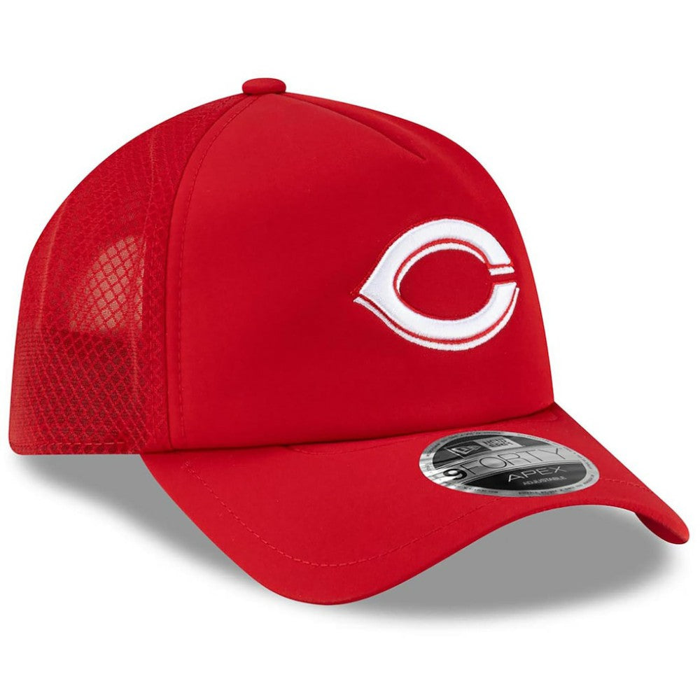 Cincinnati Reds New Era 2026 Batting Practice Apex 9FORTY Adjustable Trucker Hat - Red Hats