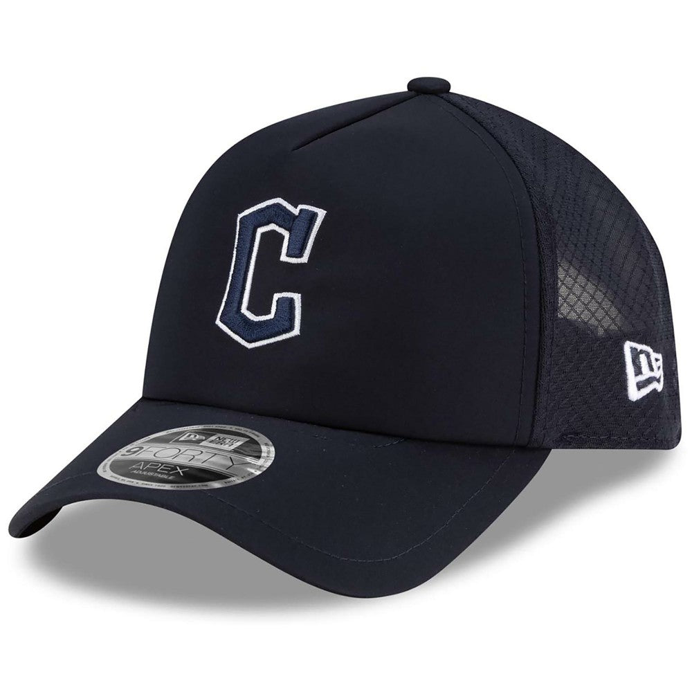 Cleveland Guardians New Era 2026 Batting Practice Apex 9FORTY Adjustable Trucker Hat - Navy Hats