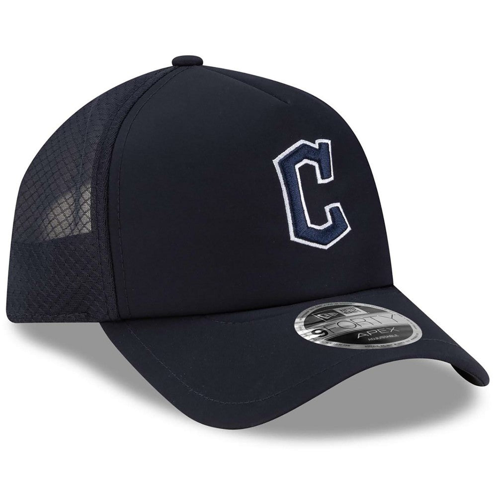 Cleveland Guardians New Era 2026 Batting Practice Apex 9FORTY Adjustable Trucker Hat - Navy Hats