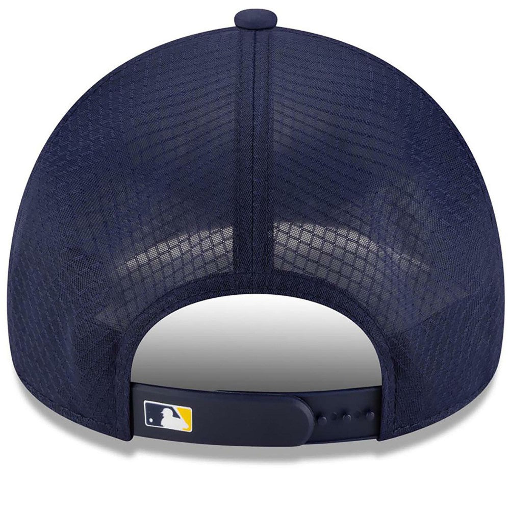 Milwaukee Brewers New Era 2026 Batting Practice Apex 9FORTY Adjustable Trucker Hat - Navy Hats