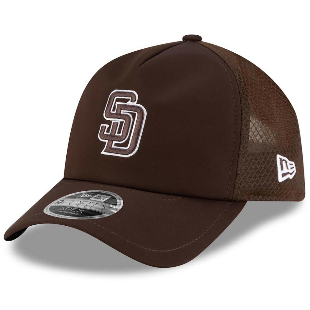 San Diego Padres New Era 2026 Batting Practice Apex 9FORTY Adjustable Trucker Hat - Brown Hats