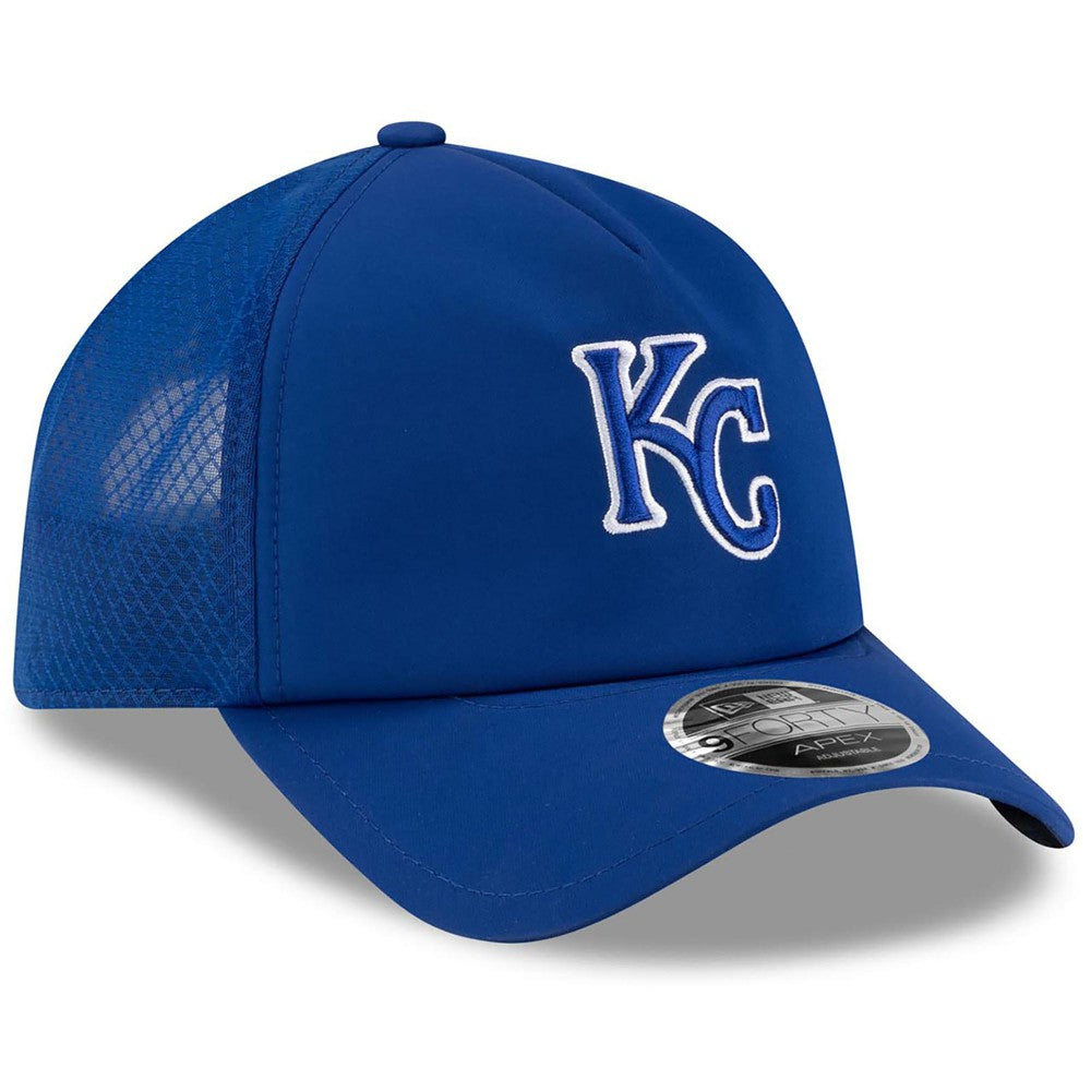 Kansas City Royals New Era 2026 Batting Practice Apex 9FORTY Adjustable Trucker Hat - Royal Hats