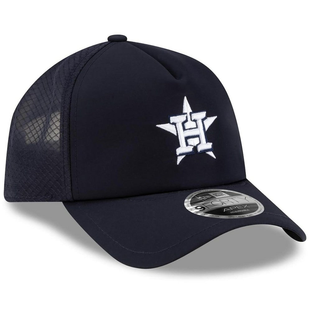 Houston Astros New Era 2026 Batting Practice Apex 9FORTY Adjustable Trucker Hat - Navy Hats
