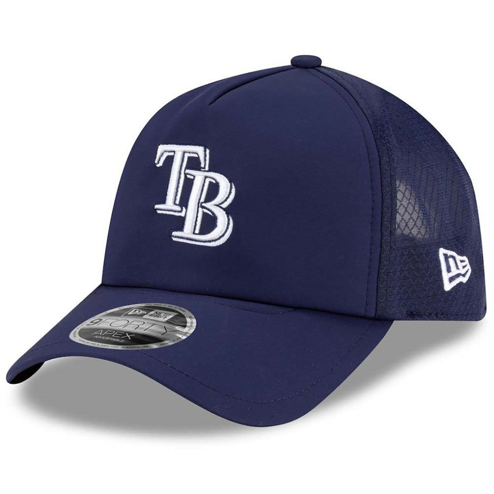 Tampa Bay Rays New Era 2026 Batting Practice Apex 9FORTY Adjustable Trucker Hat - Navy Hats
