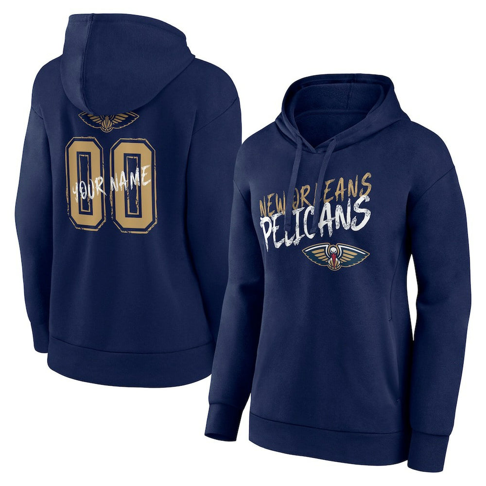 New Orleans Pelicans Women's Hustle Custom Pullover Hoodie Navy