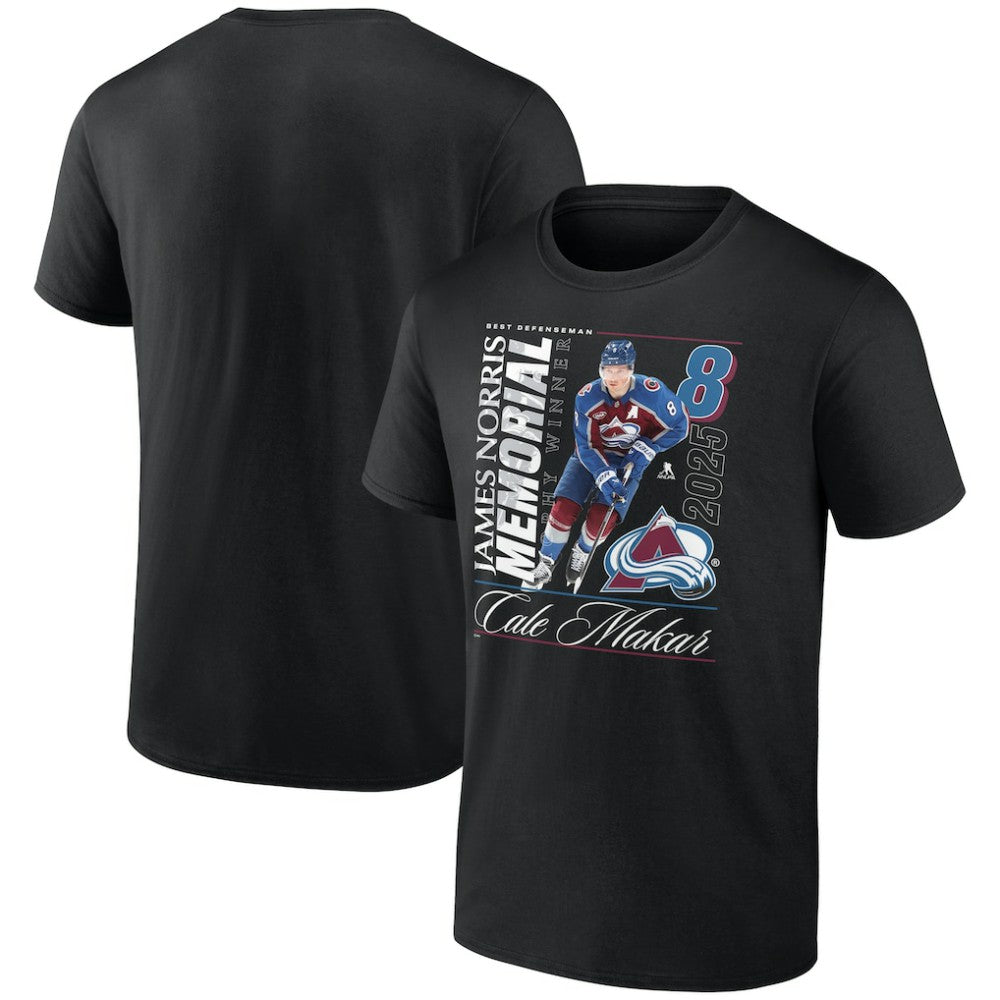 NHL Cale Makar Colorado Avalanche 2025 Norris Trophy Winner T-Shirt - Black