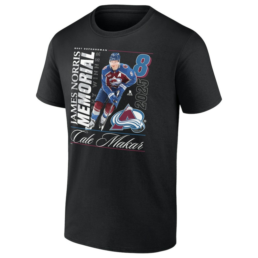 NHL Cale Makar Colorado Avalanche 2025 Norris Trophy Winner T-Shirt - Black