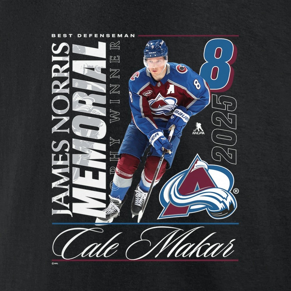 NHL Cale Makar Colorado Avalanche 2025 Norris Trophy Winner T-Shirt - Black