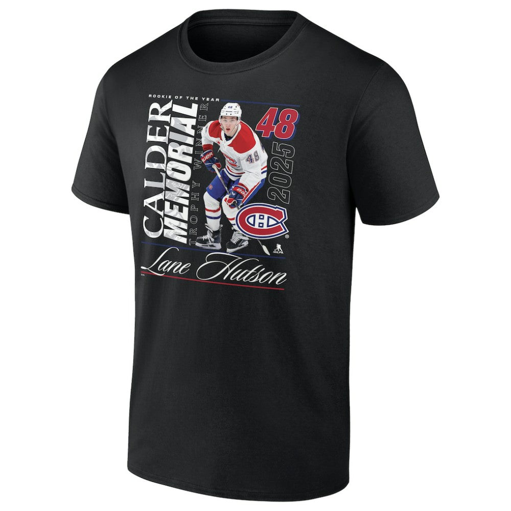NHL Lane Hutson Montreal Canadiens 2025 Calder Memorial Trophy Winner T-Shirt - Black