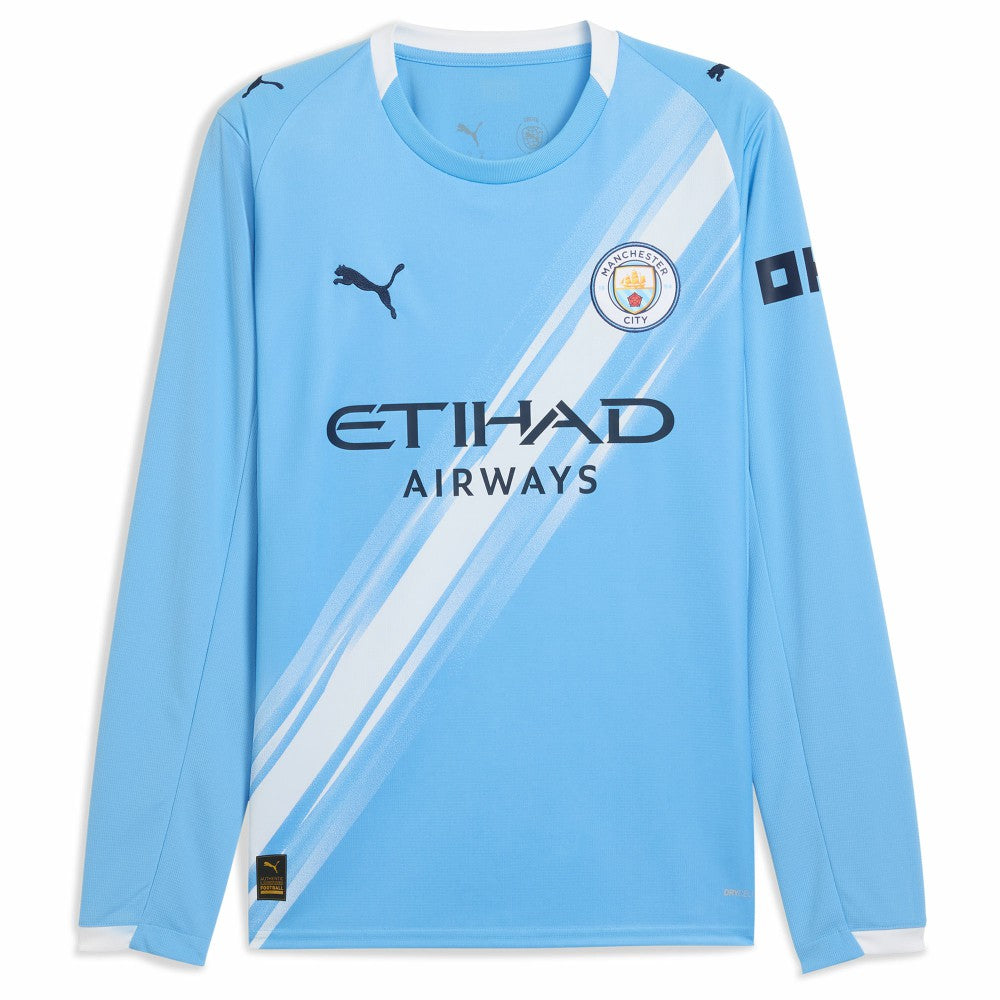 Manchester City 2025/26 Home Replica Long Sleeve Custom Jersey Sky Blue sale