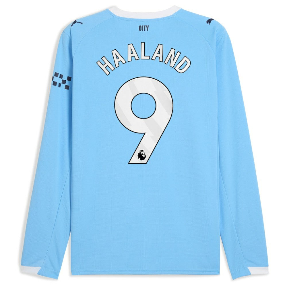 Erling Haaland Manchester City 2025/26 Home Replica Long Sleeve Player Jersey Sky Blue