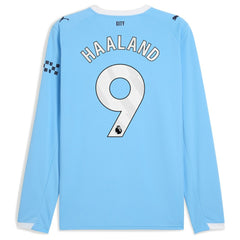 Erling Haaland Manchester City 2025/26 Home Replica Long Sleeve Player Jersey Sky Blue