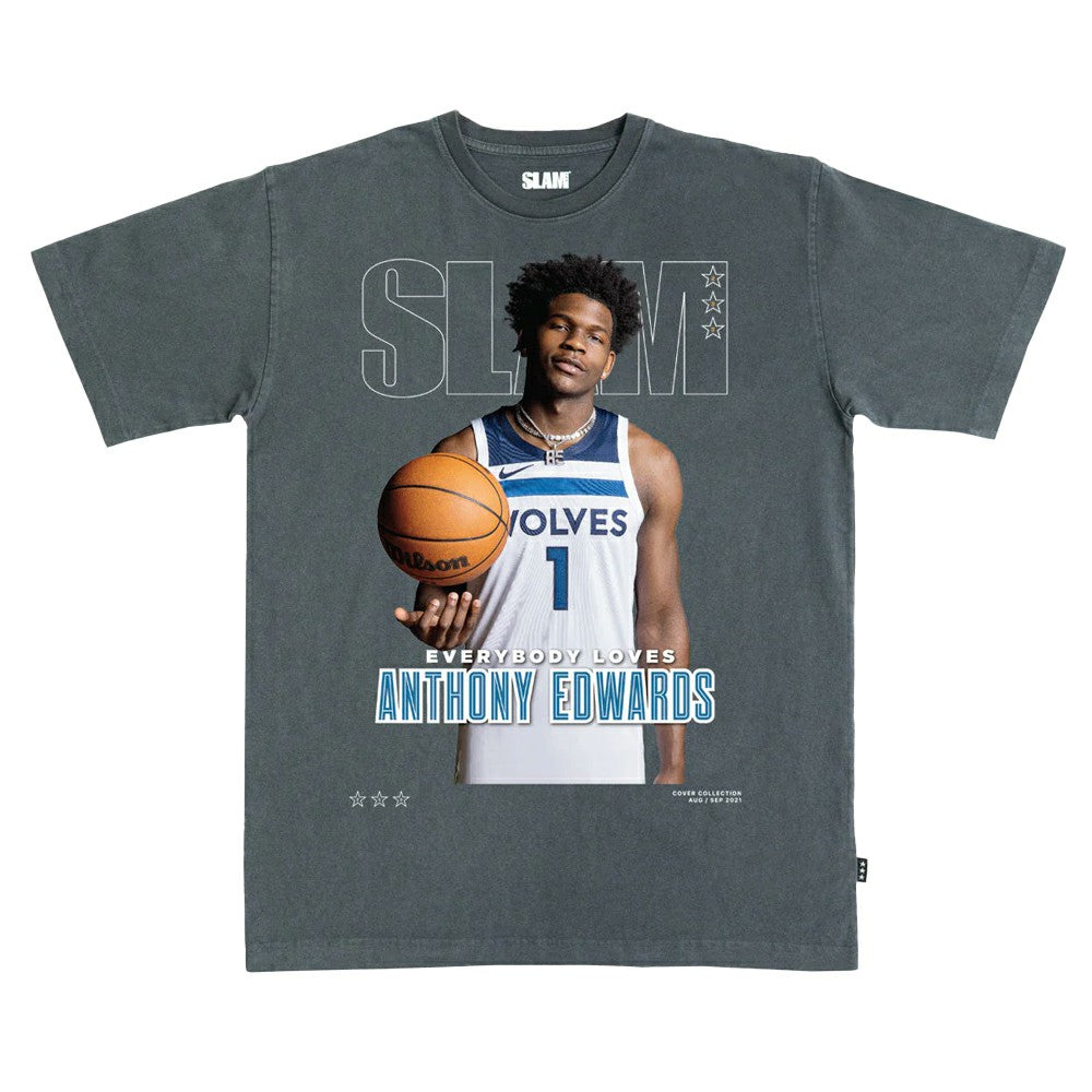 Anthony Edwards Minnesota Timberwolves SLAM Cover T-Shirt Charcoal
