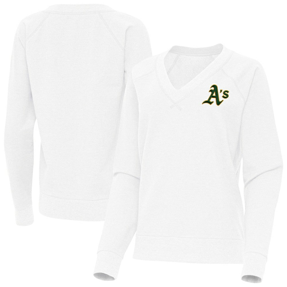 Athletics Antigua Women's Varsity Tri-Blend V-Neck Long Sleeve T-Shirt - White T-shirts
