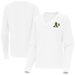 Athletics Antigua Women's Varsity Tri-Blend V-Neck Long Sleeve T-Shirt - White T-shirts