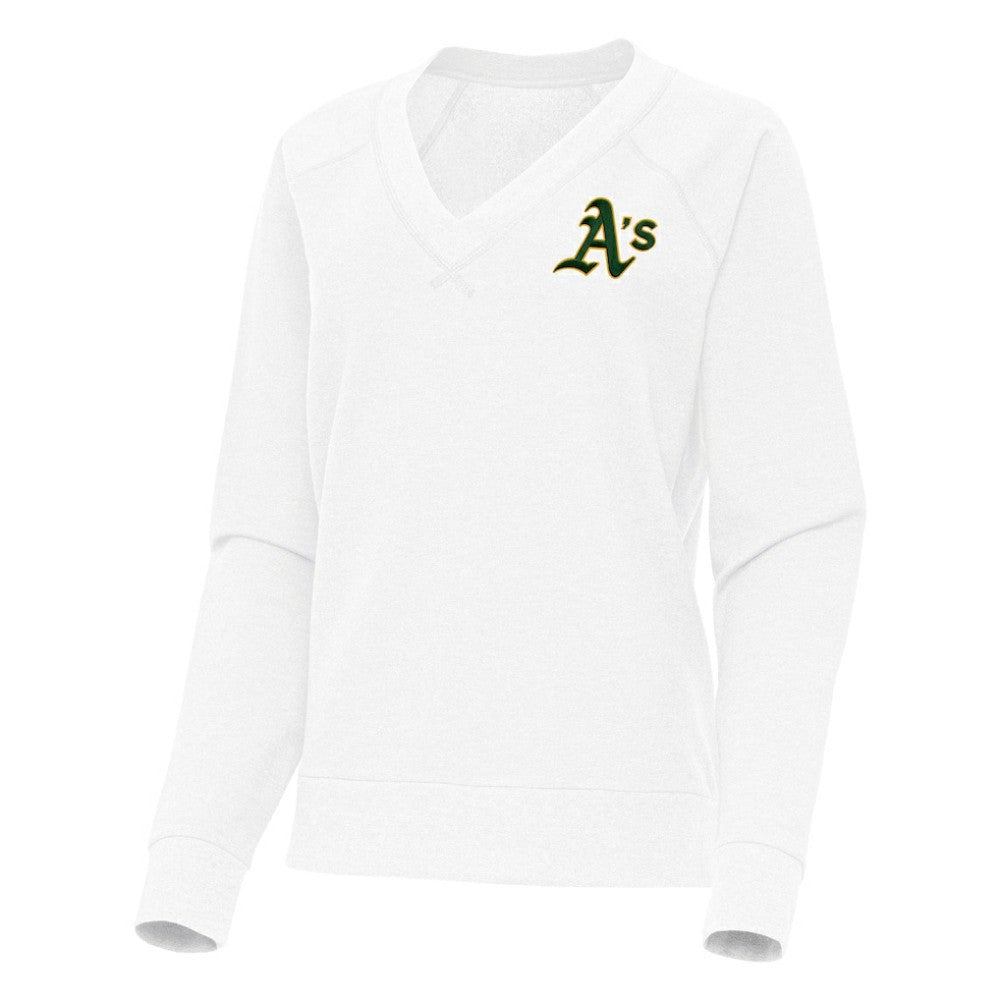 Athletics Antigua Women's Varsity Tri-Blend V-Neck Long Sleeve T-Shirt - White T-shirts