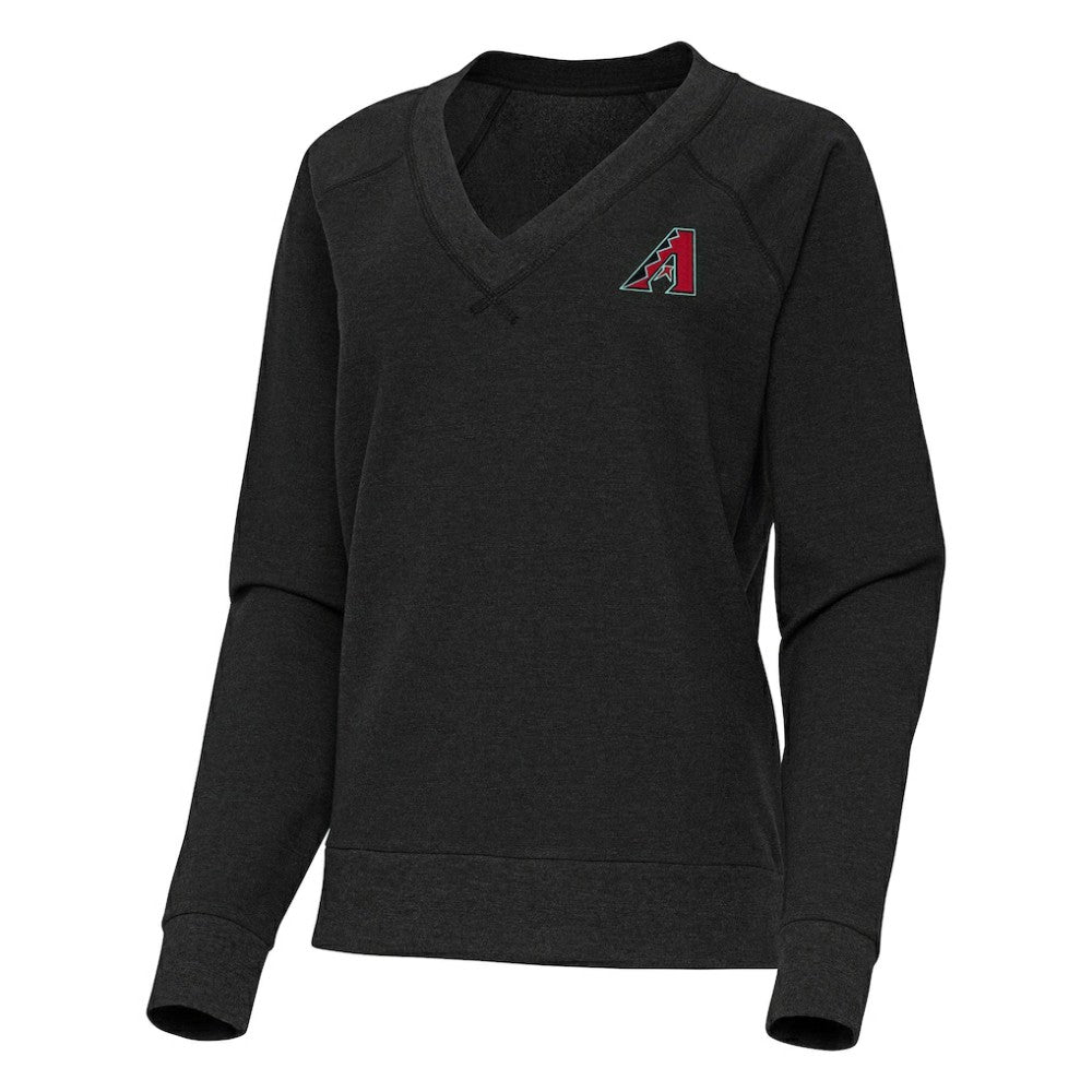 Arizona Diamondbacks Antigua Women's Varsity Tri-Blend V-Neck Long Sleeve T-Shirt - Heather Black T-shirts
