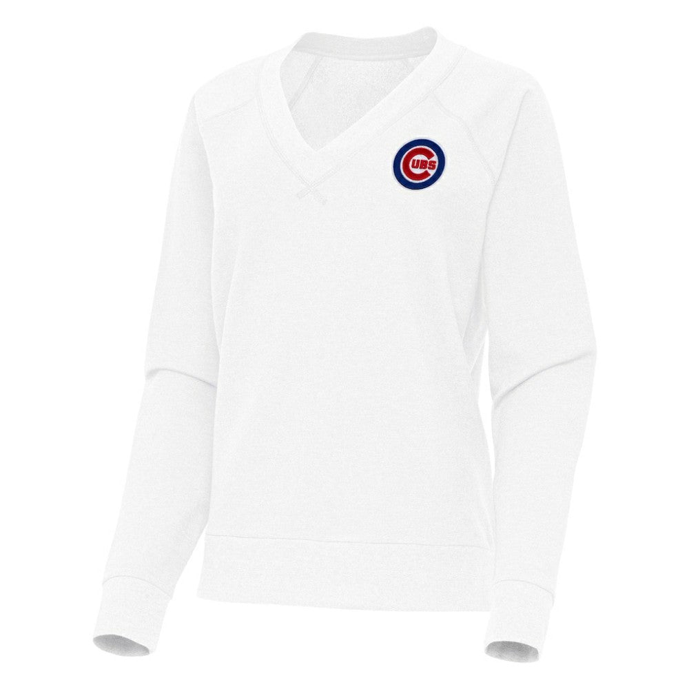 Chicago Cubs Antigua Women's Varsity Tri-Blend V-Neck Long Sleeve T-Shirt - White T-shirts