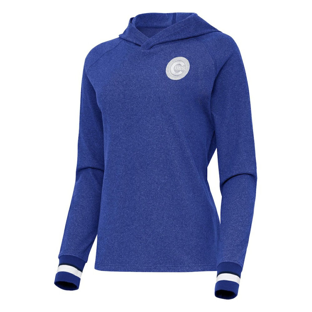 Chicago Cubs Antigua Women's Trek Pullover Hoodie - Heather Royal Hoodies