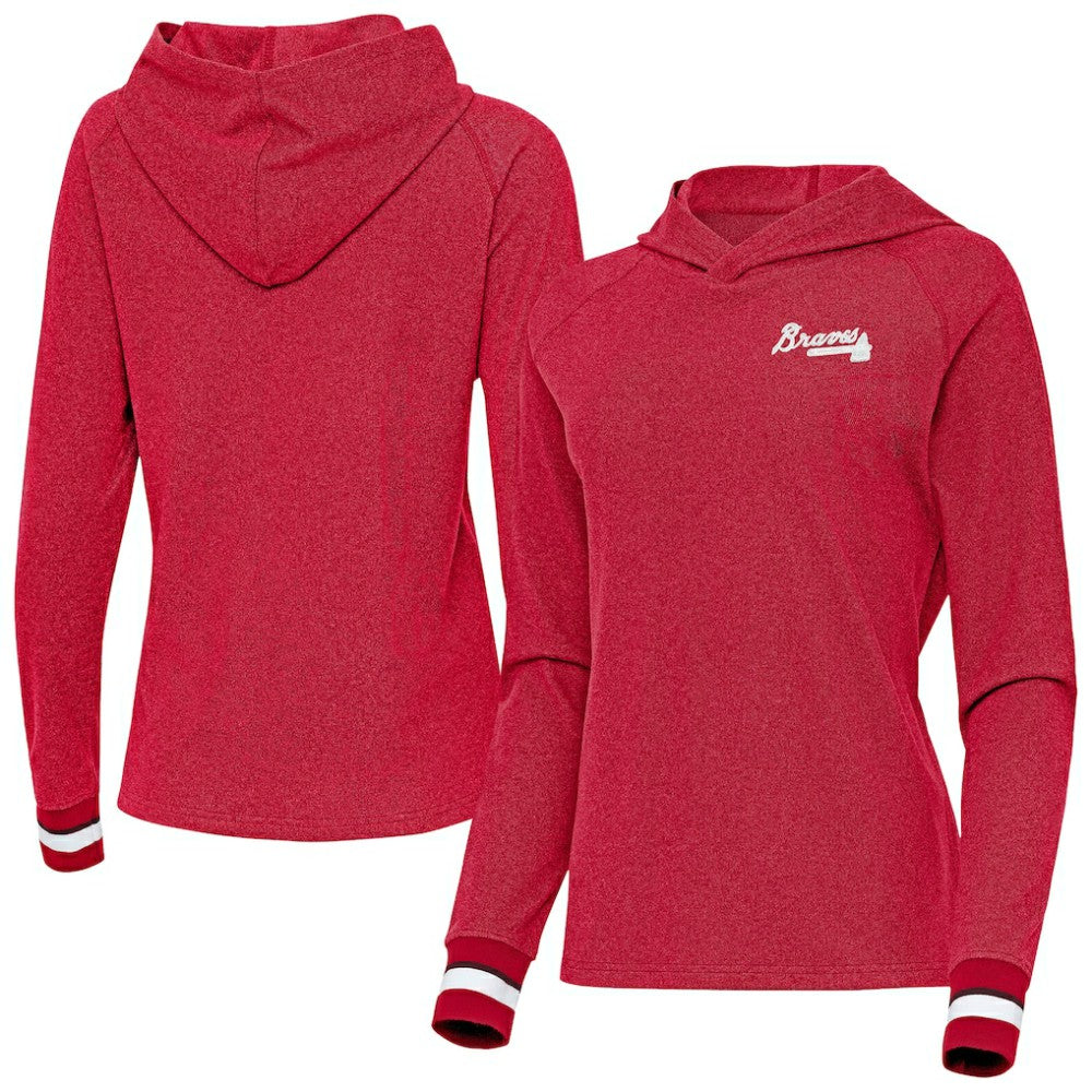 Atlanta Braves Antigua Women's Trek Pullover Hoodie - Red Hoodies
