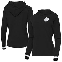 Baltimore Orioles Antigua Women's Trek Pullover Hoodie - Black Hoodies