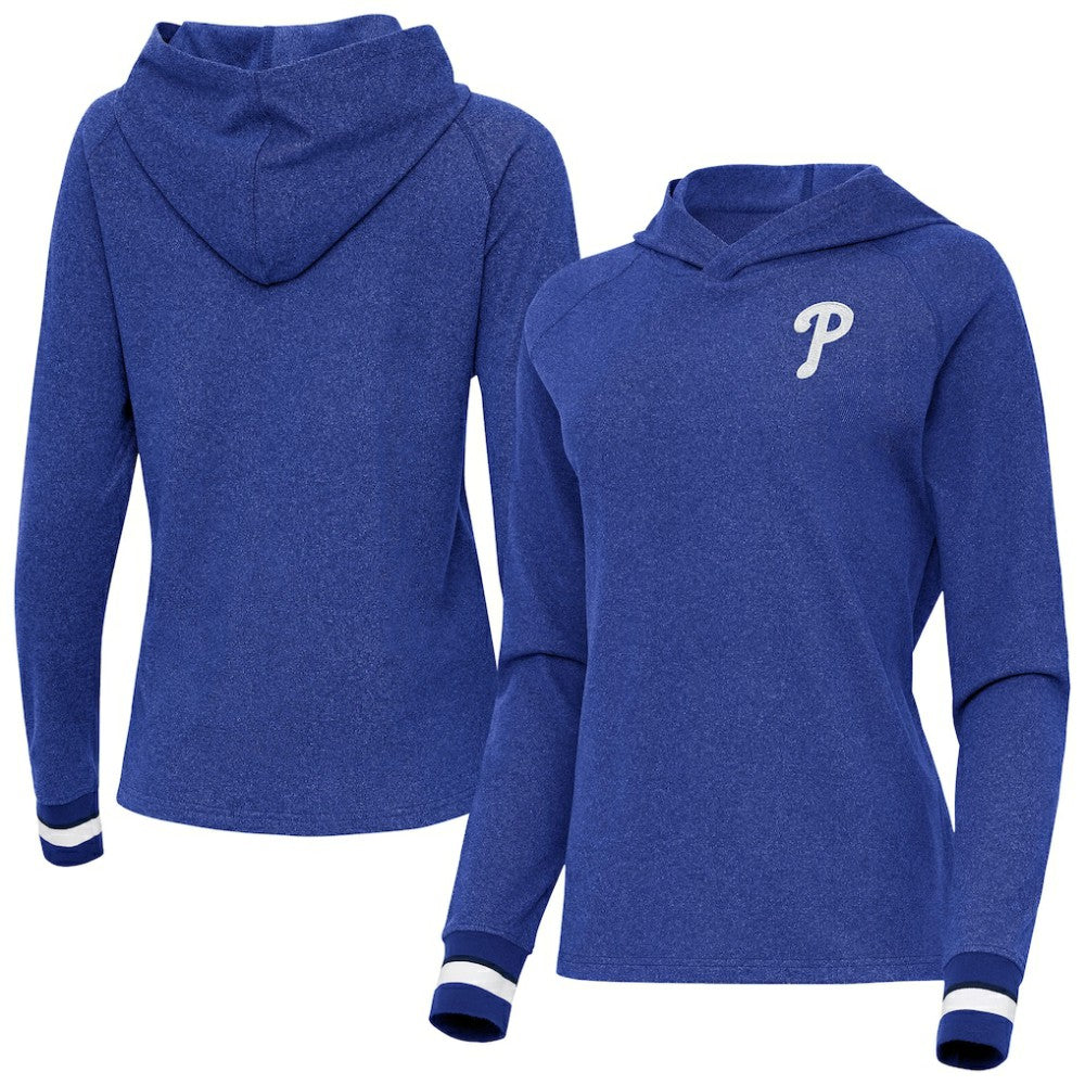Philadelphia Phillies Antigua Women's Trek Pullover Hoodie - Heather Royal Hoodies
