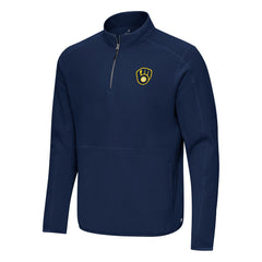 Milwaukee Brewers Antigua Step Up Quarter-Zip Pullover - Navy Pullover
