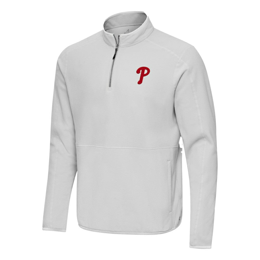 Philadelphia Phillies Antigua Step Up Quarter-Zip Pullover - Gray Pullover